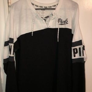 PINK long sleeve- cross tie